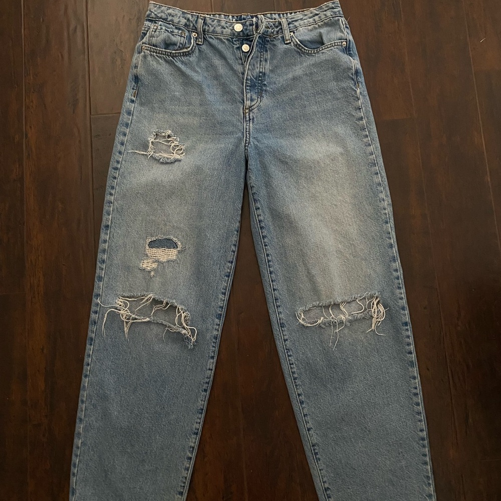 Distressed Blue Jeans